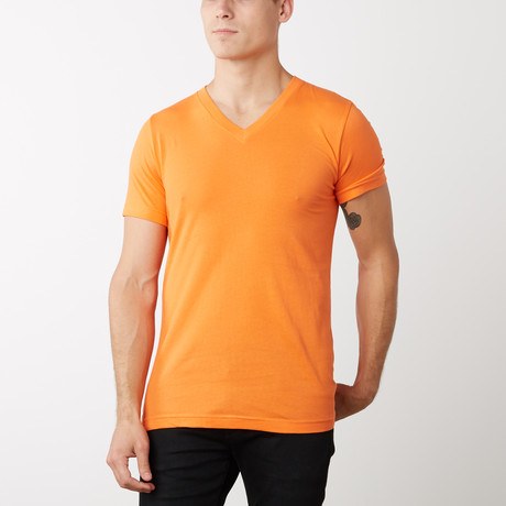 Organic Cotton Semi-Fitted V-Neck T-Shirt // Orange (S)