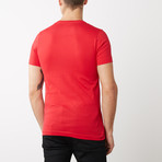 Organic Cotton Semi-Fitted V-Neck T-Shirt // Red (M)
