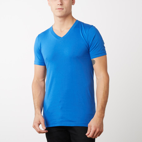 Organic Cotton Semi-Fitted V-Neck T-Shirt // Royal Blue (S)