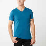 Organic Cotton Semi-Fitted V-Neck T-Shirt // Teal (M)