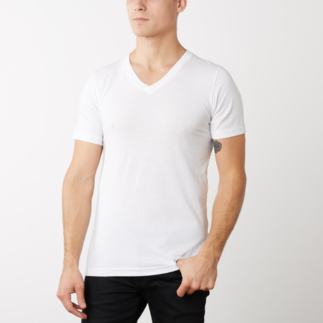 Organic Cotton Semi-Fitted V-Neck T-Shirt // White (S)
