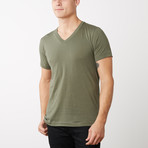 Organic Cotton Semi-Fitted V-Neck T-Shirt // Military Green (2XL)
