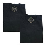 Organic Cotton Semi-Fitted Crew Neck T-Shirt // Pack of 2 // Black + Black (3XL)