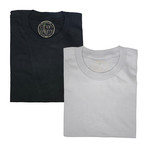 Organic Cotton Semi-Fitted Crew Neck T-Shirt // Pack of 2 // Black + Silver (S)