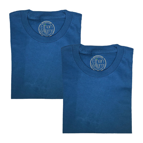 Organic Cotton Semi-Fitted Crew Neck T-Shirt // Pack of 2 // Teal + Teal (S)