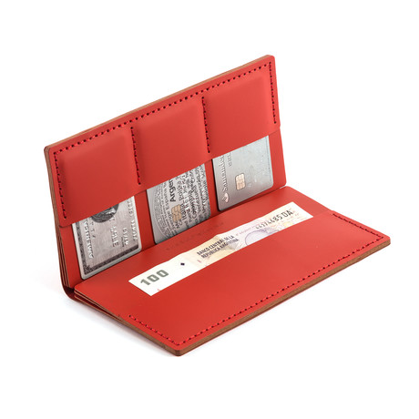 S3 Double Wallet // Red + Red Stitching