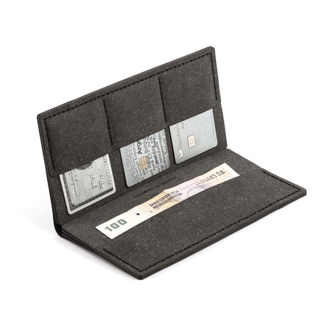 S3 Double Wallet // Raw Gray + Black Stitching