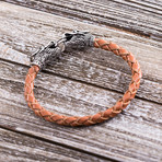 Dragon Head Leather Bracelet // Brown