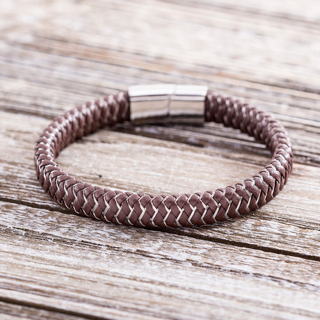 Woven Zig Zag Leather // Brown