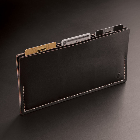 S3 Wallet // Black + Orange Stitching