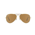Large Metal Aviator Sunglasses // Gold + Brown // Polarized