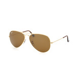 Large Metal Aviator Sunglasses // Gold + Brown // Polarized