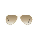 Large Metal Aviator Sunglasses // Gold + Brown Gradient