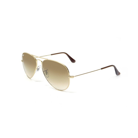 Large Metal Aviator Sunglasses // Gold + Brown Gradient