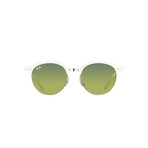 Clubround Sunglasses // White + Green Mirror