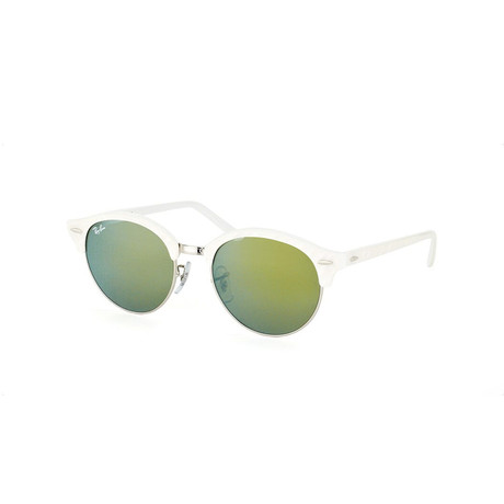 Clubround Sunglasses // White + Green Mirror