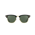 Black Clubmaster Sunglasses // Black + Gold + G-15 Green