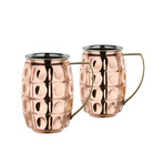 Solid Copper + Stainless Steel "Grenada" Beer Steins // Set of 4