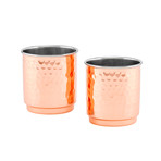 Hammered Copper + Stainless Steel Whiskey Tumblers // Set of 4