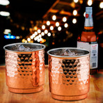 Hammered Copper + Stainless Steel Whiskey Tumblers // Set of 4