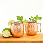 Hammered Solid Copper + Stainless Steel Moscow Mule Mugs // Set of 4