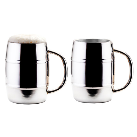 Jumbo KeepKool 33.8 Oz. Double Walled Stainless Steel Beer Mugs // Set of 4