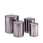 4 Piece "Black Pearl" Hammered Canister set w/Fresh Seal Covers, 4 Qt., 2 Qt., 1½ Qt.,1 Qt.