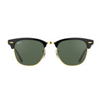 Tortoise Clubmaster Sunglasses // Tortoise + Gold + G-15 Green