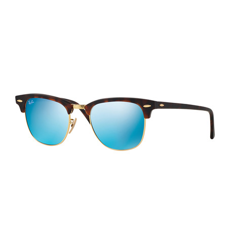 Mirror Clubmaster Sunglasses // Tortoise + Gold + Blue Mirror