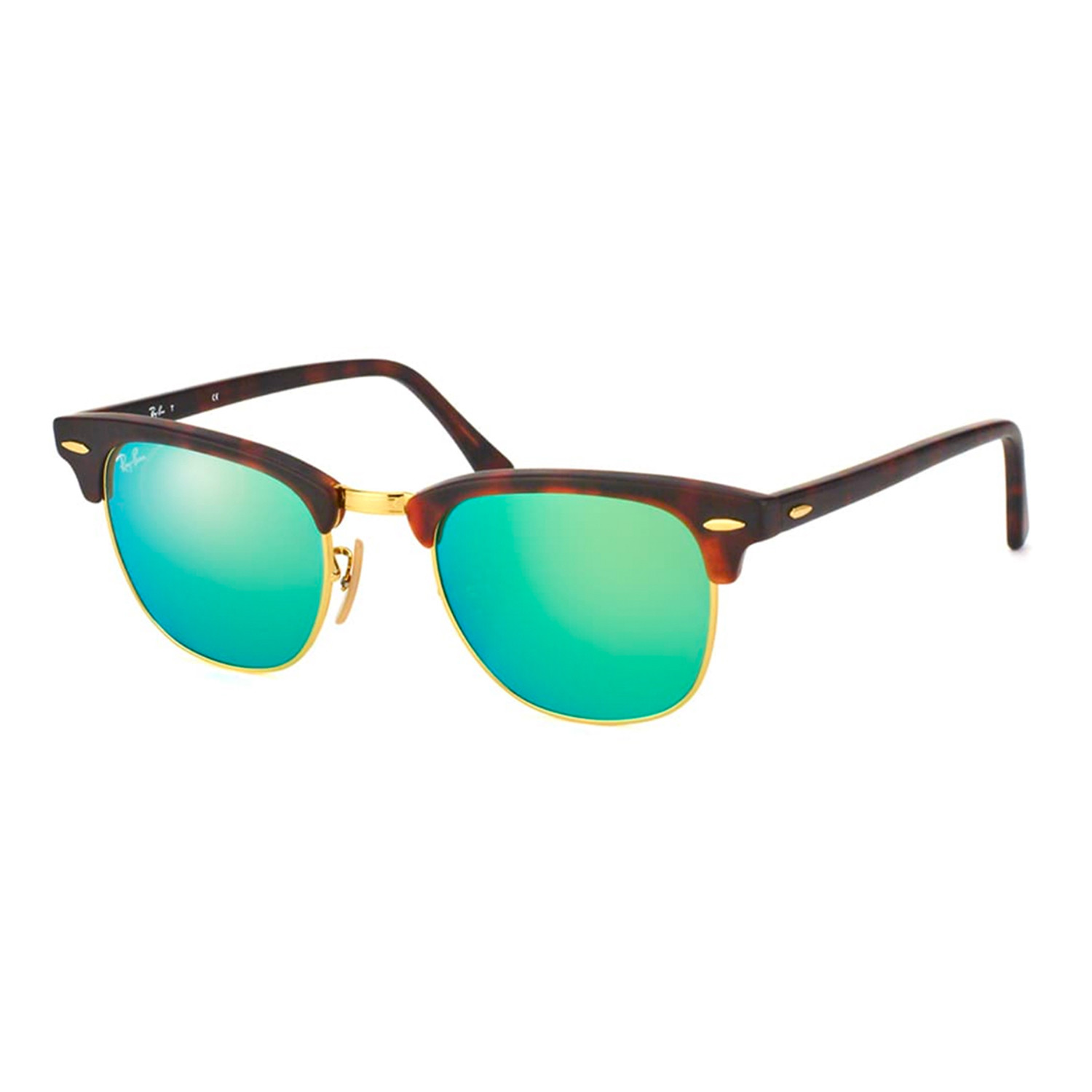 Mirror Clubmaster Sunglasses // Tortoise + Gold + Green Mirror - Ray ...