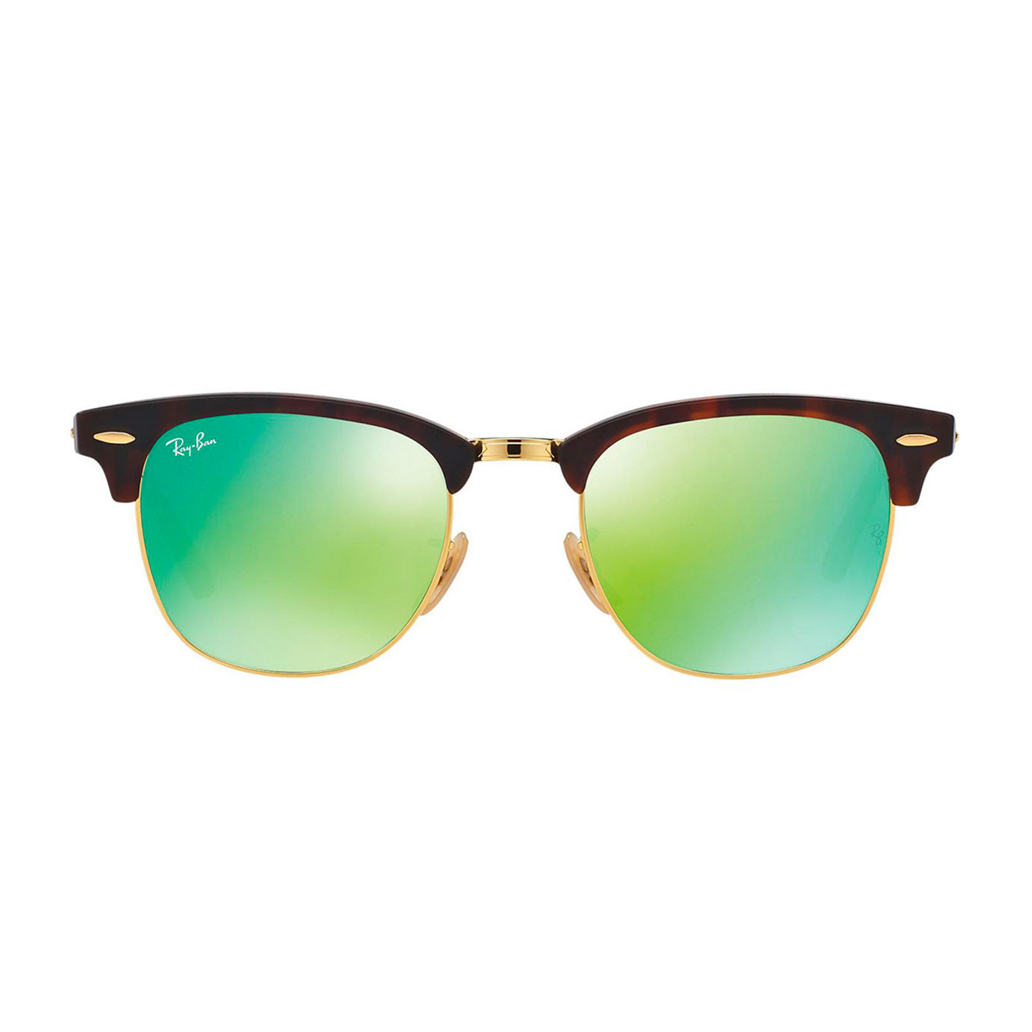 Mirror Clubmaster Sunglasses // Tortoise + Gold + Green Mirror - Ray ...
