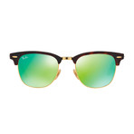 Mirror Clubmaster Sunglasses // Tortoise + Gold + Green Mirror