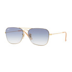 Double Bridge Sunglasses // Gold + Blue Gradient