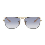 Double Bridge Sunglasses // Gold + Blue Gradient