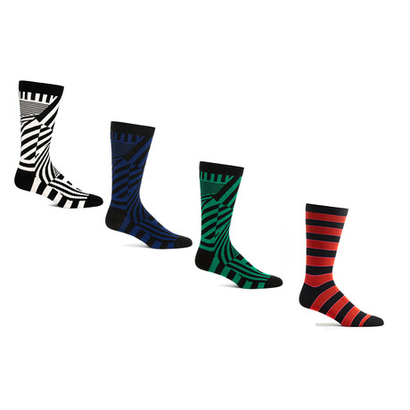 Ozone Mens Dazzle Stripe Socks // 4 Pack