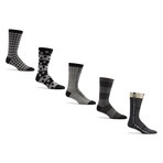 Ozone Mens Black and White Socks // 5 Pack