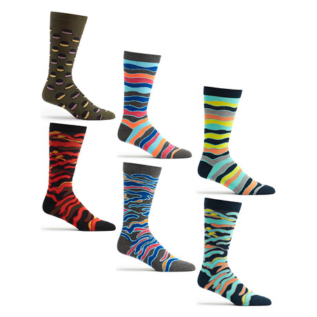 Ozone Mens Striped Socks // 6 Pack