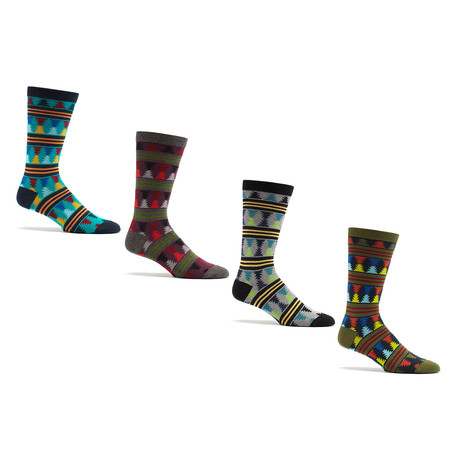 Ozone Mens Moore Patterned Socks // 4 Pack