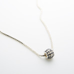 Blue Crystals + Silver Ball On Boxed Chain
