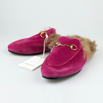 Gucci 'Princetown' Velvet Leather Fur Mules // Pink (Euro: 35)