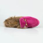 Gucci 'Princetown' Velvet Leather Fur Mules // Pink (Euro: 35)