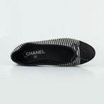 Chanel Striped Suede Leather Ballerina Flats // Gray (Euro: 35)