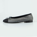 Chanel Striped Suede Leather Ballerina Flats // Gray (Euro: 35)