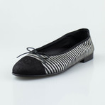 Chanel Striped Suede Leather Ballerina Flats // Gray (Euro: 35)