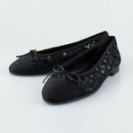 Chanel Tweed + Sequins Ballerina Flats // Black (Euro: 36)