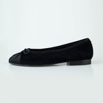 Chanel Velvet + Leather Cap Toe Ballerina Flats // Black (Euro: 36)