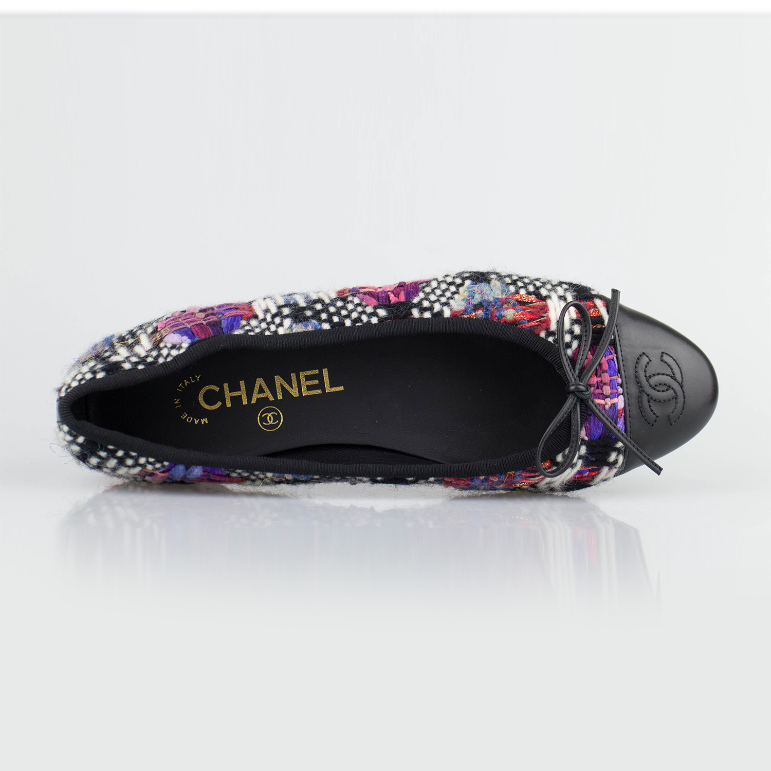 Chanel Tweed + Leather Cap Toe Ballerina Flats I // Multi-color (Euro: 37)  - Luxury Fashion - Touch of Modern