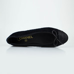 Chanel Velvet + Leather Cap Toe Ballerina Flats // Black (Euro: 36)