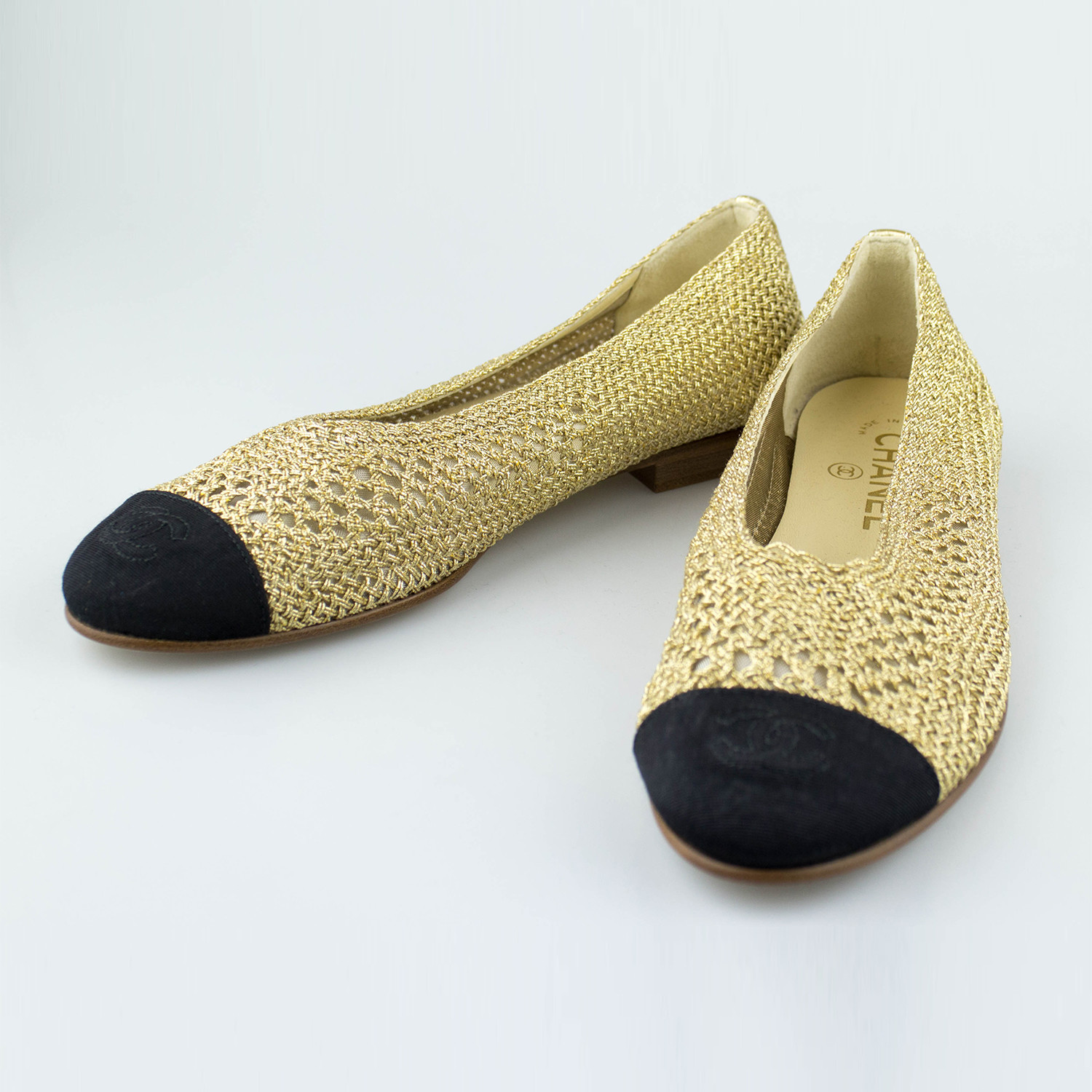 Chanel Tweed + Grosgrain Ballerina Flats // Gold (Euro: 38) - The Designer  Collection - Touch of Modern