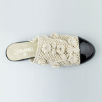 Chanel Leather Camellia Flower Cap Toe Mules // White (Euro: 35)